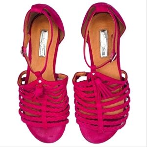 Halogen Leather Suede Gladiator Sandals Ankle Strap 7M Pink